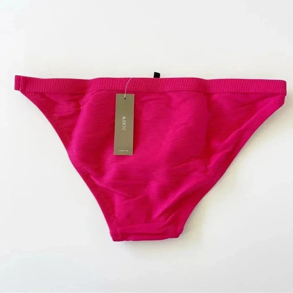 J Crew Ribbed trim hipster full coverage bikini bottom Wild Hibiscus Small NWT - Picture 4 of 4